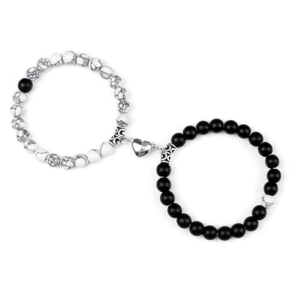 Amora Magnetic Heart Natural Stone Bracelet Set