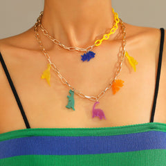 Lost Lady New Fashion Letter Rice Bead Multilayer Ladies Necklace Same Model Birthday Gift Alloy Jewelry Wholesale Direct Sales