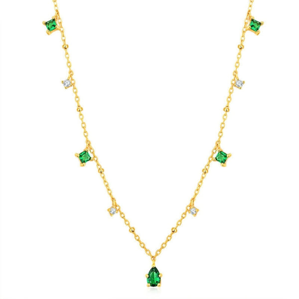 Retro Emerald Inlaid Rhinestone Necklace