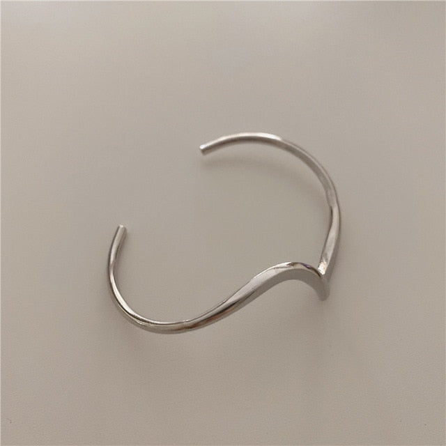 White Shellfish Board Bend Metal Geometric Overlap Acetic Resin Open Bangle
