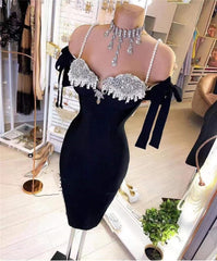 Black Diamonds Women Bandage Dress Off Shoulder Strapless Strap Bodycon