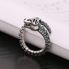 Retro Punk Domineering Metal Dinosaur Skeleton Open Rings for Men Cool Rock Street Party Biker Jewelry Birthday Gift