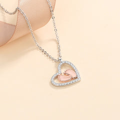 Mother&#39;s Day Gift  Footprint Design Heart Necklace for Women Jewelry Shiny Unique Hollow Pendant Necklaces to Mommy Birthday