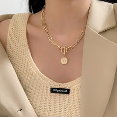 Vintage Carved Coin Thick Chain