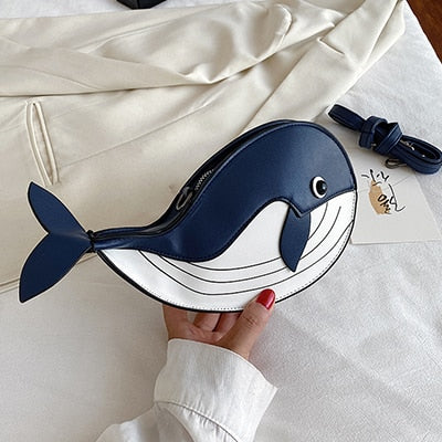 Cute Small Whale Women&#39;s Shoulder Bag Lovely Animal Shaped Phone Purse Crossbody Bags Lady Designer PU Leather Bags for Women