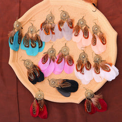 Dream Catcher Boho Feather Earrings Vintage Ethnic Statement Hanging Bohemian Long Tassel Earrings Women Lady 2022 Trend Jewelry