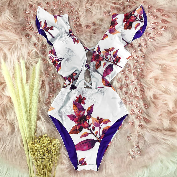 Marbella Ruffle Deep-V Swimsuit One-piece