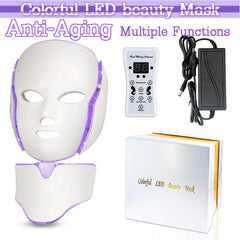 7 Colors Light LED Facial Mask with Neck Face Care Treatment Beauty