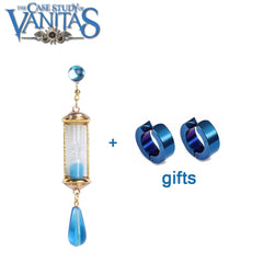 Vanitas Blue Hourglass Drop Earrings Anime The Case Study of Vanitas Earrings Anti-allergic Ear Clips Ear Bone Buckle Jewelry