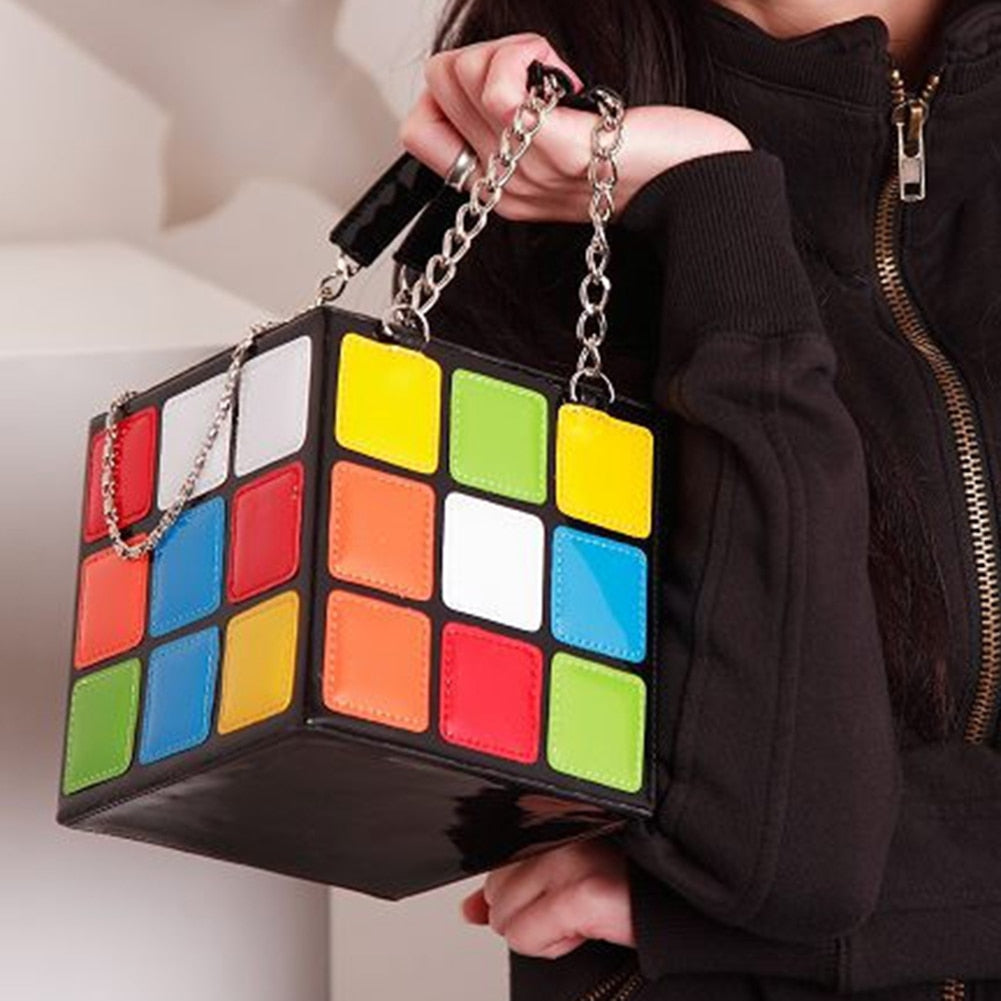 Chic Cubic Shape Box Women Handbags Designer Chains Totes Luxury Pu Leather Messenger Bag Ladies Personality Small Purses 2020 Main image