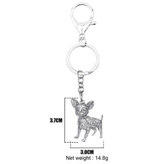 WEVENI Halloween Alloy Antique Gold Plated Chihuahua Keychains Cute Animal Keyring Jewelry For Women Kids Classic Gift Accessory