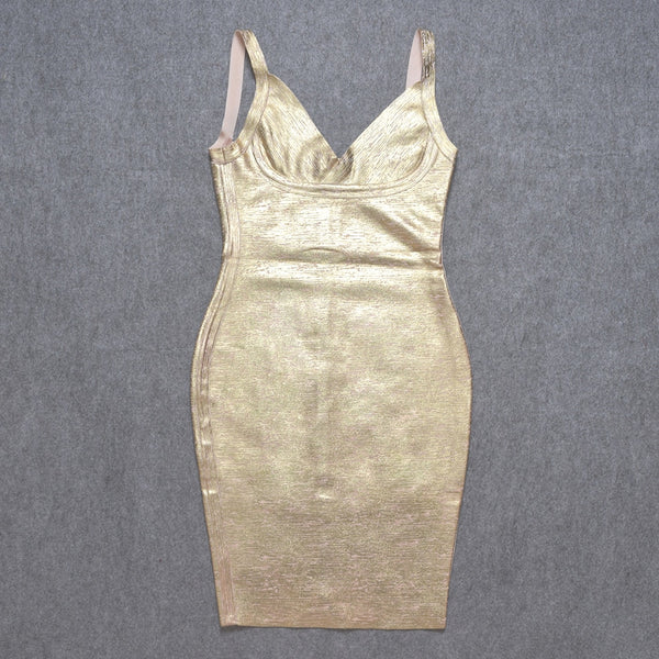 Quality Gold  Bandage Dress Bodycon