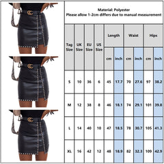 Black PU Leather Women Skirts Sexy &amp; Club Beading Mini Skirts Solid Pencil Empire jupe Femme Wrap Hip Skirts Split Bodycon Skirt