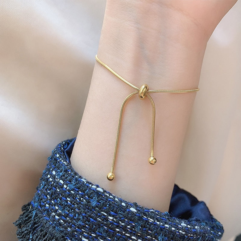 Simple Gold Pull-out Adjustable Bracelet