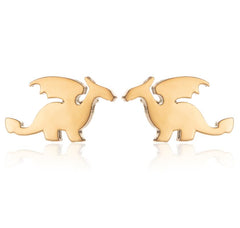 Jisensp Punk Dragon Stainless Steel Earring Trendy Small Dinosaur Stud Earrings Fashion Jewelry for Women Men Christmas Gift