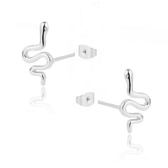 Cute Small Snake Earrings For Women Stainless Steel Gold Color Retro Animal Snake Stud Earring Piercing Jewelry Gift Brincos