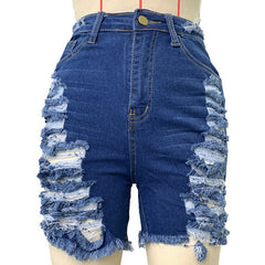 Sierra High Waist Fashion Ripped Denim Shorts