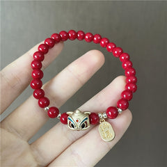 2022 New Lucky Tiger Head Bracelets For Women Girls Red Crystal Beaded Charm Cat Bracelets &amp; Bangles Gifts Wholesale