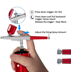 AC 131 Dual Action Red Airbrush Pen Hose Spray Art Painting Tattoo Cake Makeup Beautifu Model Air Brush Cup Gel Blaster Gun Tool