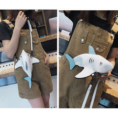Funny Shark Shaped Women Shoulder Messenger Bag Cartoon Chain Lady Hand Bags PU leather Phone Bag Crossobdy Bags Bolsas Feminina