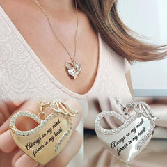 Photo Heart Pendant Memory Floating Locket Necklace Angel Wings