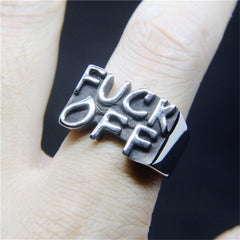 Angry F Word Ring 316L Stainless Steel Punk Biker Style Unisex Solid Jewellery Size 7-13