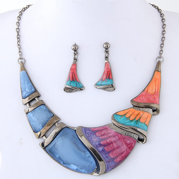 KMVEXO Geometric Resin Pendant Beads Jewelry Sets For Women 2020 Statement Necklace Acrylic Marble Earrings Jewelry Set Bijoux