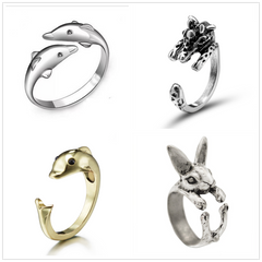 Cute Fortune Cat Animal Rings Couple Jewelry Adjustable Finger Rings For Men Lover Women Lady Girl Boy Male Valentine&#39;s Day Gift