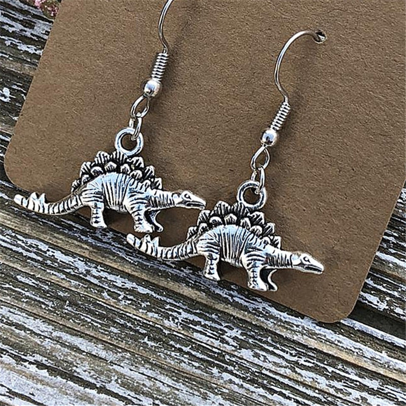 Dino Earrings Dinosaur Earrings Dangle Earrings Fun Earrings Dino Jewelry, Cool Stegosaurus Earrings Main image