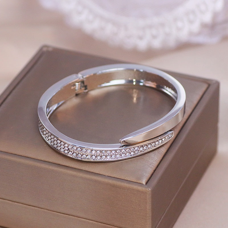 Trendy Geometry Round Bracelets &amp; Bangles For Women Charm Crystal Cuff Bracelet Rose Gold Color Bangles Female Jewelry Accessory Secondary image