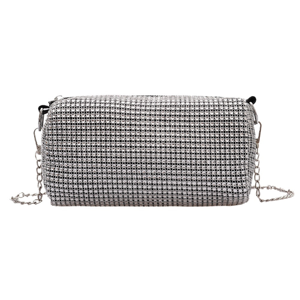 Fashion Rhinestone Crossbody Bag Classic Texture Creative Delicate Chic Women Shiny Chain Evening Clutch Shoulder Pouch