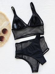 2022 New Sexy Mesh Three Pieces Bikini Set Brazilian Swimwear Women Swimsuit Female Bikini Bathers Bathing Suit Summer Beachwear
