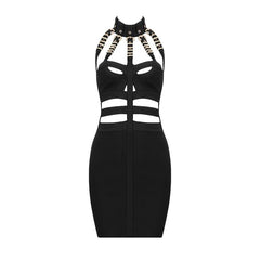 Free Shipping Summer Style Sexy Hollow Out Button Bandage Dress 2021 Designer Fashion Party Dress Vestido
