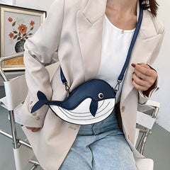 Cute Small Whale Women&#39;s Shoulder Bag Lovely Animal Shaped Phone Purse Crossbody Bags Lady Designer PU Leather Bags for Women