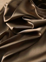 Silk Thin Short Sleeve Tees Elegant Black Brown Tops Solid Loose Casual