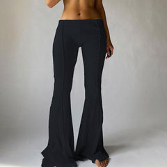 CIBBAR Solid Low Waist Ribbed Flare Pants Women Summer Slim Elegant Casual Elastic Trousers Female Fashion All-Match Streetwear