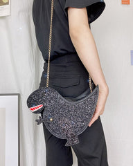Fashion Sequins Dinosaur Crossbody Bags for Women Cute Glittery Shoulder Bag for Girls Funny Novelty Bag Lovely Small Purse 2022