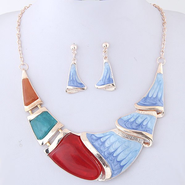 KMVEXO Geometric Resin Pendant Beads Jewelry Sets For Women 2020 Statement Necklace Acrylic Marble Earrings Jewelry Set Bijoux
