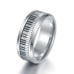 Stainless Steel Men&#39;s Rotatable Piano Pattern Ring Fashion Personality Music Lovers Gift Jewelry Accessories