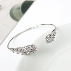 Angel Wings Shiny Zircon Open Adjustable Bracelet