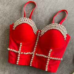 Diamonds Corset Top Women Tank Top Nightclub Sexy Chest Femme Binder Camisole Mujer Debardeur Push Up Camisole Tube Top Bustiers