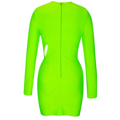 Neon Green Long sleeve mini dress