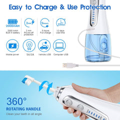 5 Mode Portable Dental Water Flosser Jet 300ml I 6 Jet tips