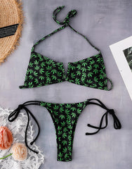Weed print bikini set