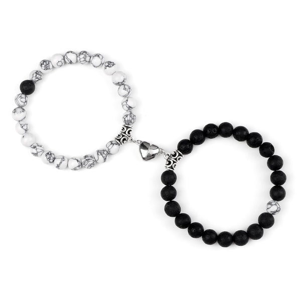 Amora Magnetic Heart Natural Stone Bracelet Set