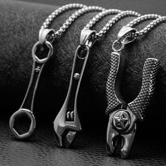 Stainless Steel Wrench Spanner Pendants Necklace