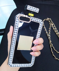 Diamond Crystal Cute Pearl Perfume Bottle Shaped Chain Handbag Case Cover for iPhone