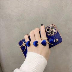 Plating Heart Metal Bracelet Phone Chain Case for iPhone