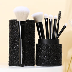 Makeup Brush Set Blush Eyeshadow Concealer Lip Cosmetics Make up with Shiny Case Powder