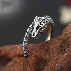 Retro Punk Domineering Metal Dinosaur Skeleton Open Rings for Men Cool Rock Street Party Biker Jewelry Birthday Gift